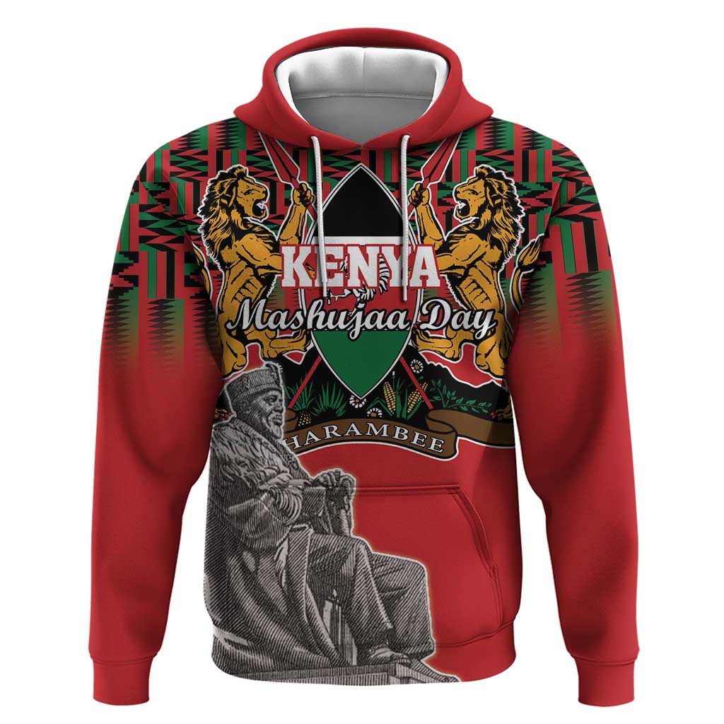 Personalized Afro Kenya Mashujaa Day Hoodie Mzee Jomo Kenyatta With Coat Of Arms