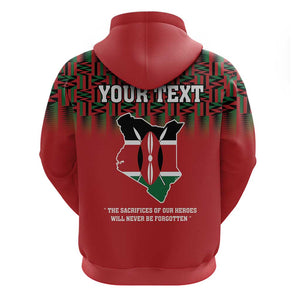 Personalized Afro Kenya Mashujaa Day Hoodie Mzee Jomo Kenyatta With Coat Of Arms