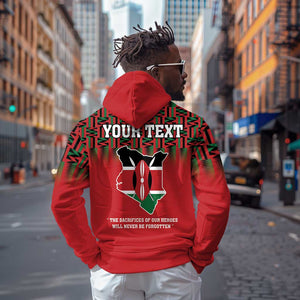 Personalized Afro Kenya Mashujaa Day Hoodie Mzee Jomo Kenyatta With Coat Of Arms