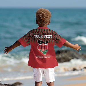 Personalized Afro Kenya Mashujaa Day Kid Hawaiian Shirt Mzee Jomo Kenyatta With Coat Of Arms