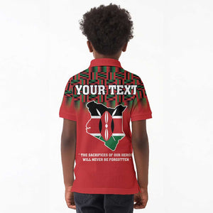 Personalized Afro Kenya Mashujaa Day Kid Polo Shirt Mzee Jomo Kenyatta With Coat Of Arms