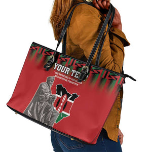 Personalized Afro Kenya Mashujaa Day Leather Tote Bag Mzee Jomo Kenyatta With Coat Of Arms