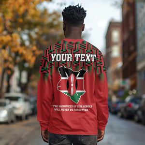 Personalized Afro Kenya Mashujaa Day Long Sleeve Shirt Mzee Jomo Kenyatta With Coat Of Arms LT18