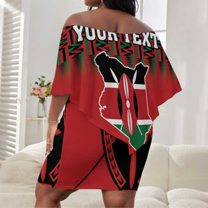 Personalized Afro Kenya Mashujaa Day Off Shoulder Short Dress Mzee Jomo Kenyatta With Coat Of Arms LT18