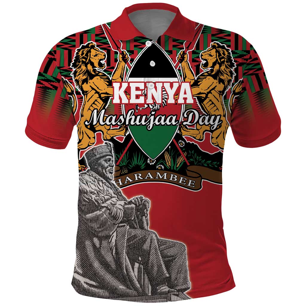 Personalized Afro Kenya Mashujaa Day Polo Shirt Mzee Jomo Kenyatta With Coat Of Arms