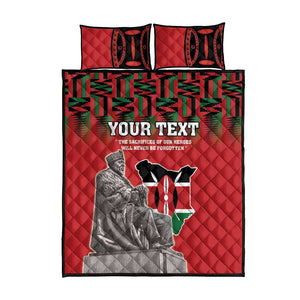 Personalized Afro Kenya Mashujaa Day Quilt Bed Set Mzee Jomo Kenyatta With Coat Of Arms