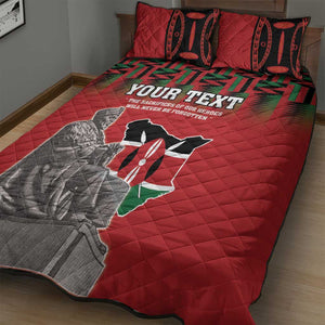 Personalized Afro Kenya Mashujaa Day Quilt Bed Set Mzee Jomo Kenyatta With Coat Of Arms