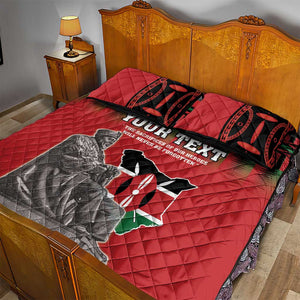 Personalized Afro Kenya Mashujaa Day Quilt Bed Set Mzee Jomo Kenyatta With Coat Of Arms