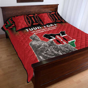 Personalized Afro Kenya Mashujaa Day Quilt Bed Set Mzee Jomo Kenyatta With Coat Of Arms