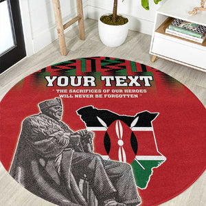 Personalized Afro Kenya Mashujaa Day Round Carpet Mzee Jomo Kenyatta With Coat Of Arms