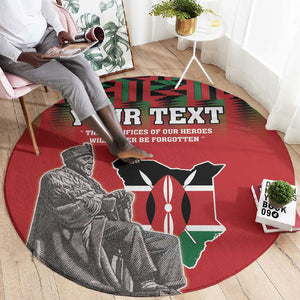 Personalized Afro Kenya Mashujaa Day Round Carpet Mzee Jomo Kenyatta With Coat Of Arms