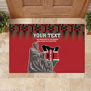 Personalized Afro Kenya Mashujaa Day Rubber Doormat Mzee Jomo Kenyatta With Coat Of Arms