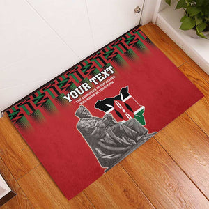 Personalized Afro Kenya Mashujaa Day Rubber Doormat Mzee Jomo Kenyatta With Coat Of Arms