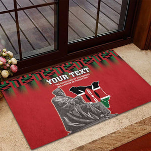 Personalized Afro Kenya Mashujaa Day Rubber Doormat Mzee Jomo Kenyatta With Coat Of Arms