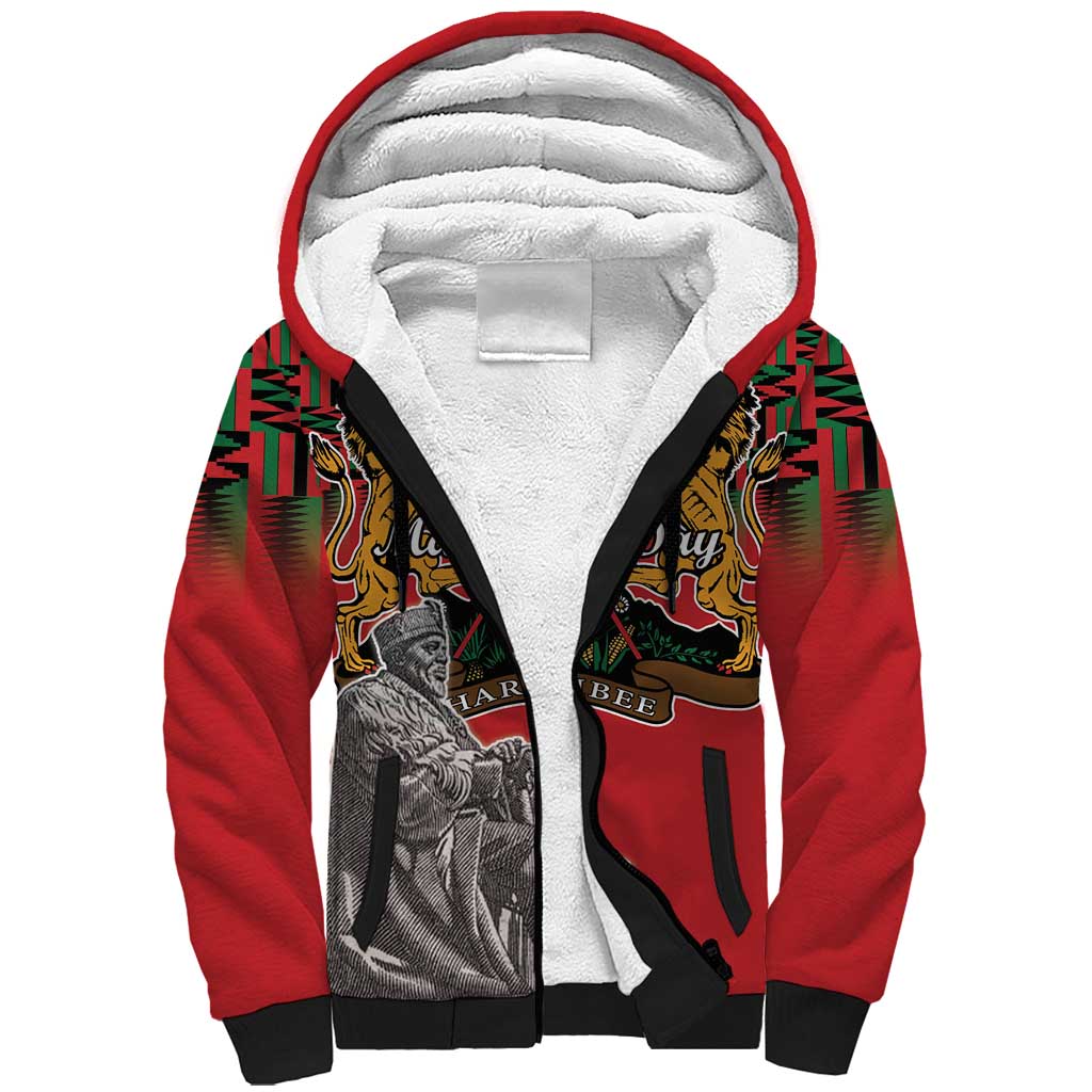 Personalized Afro Kenya Mashujaa Day Sherpa Hoodie Mzee Jomo Kenyatta With Coat Of Arms