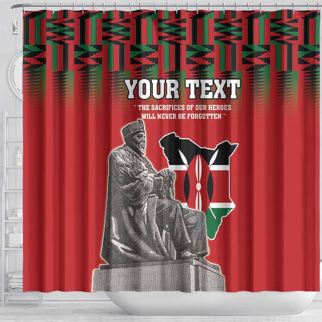 Personalized Afro Kenya Mashujaa Day Shower Curtain Mzee Jomo Kenyatta With Coat Of Arms