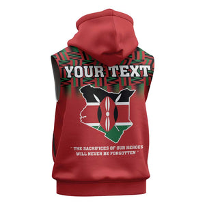 Personalized Afro Kenya Mashujaa Day Sleeveless Zip Hoodie Mzee Jomo Kenyatta With Coat Of Arms - African Pride