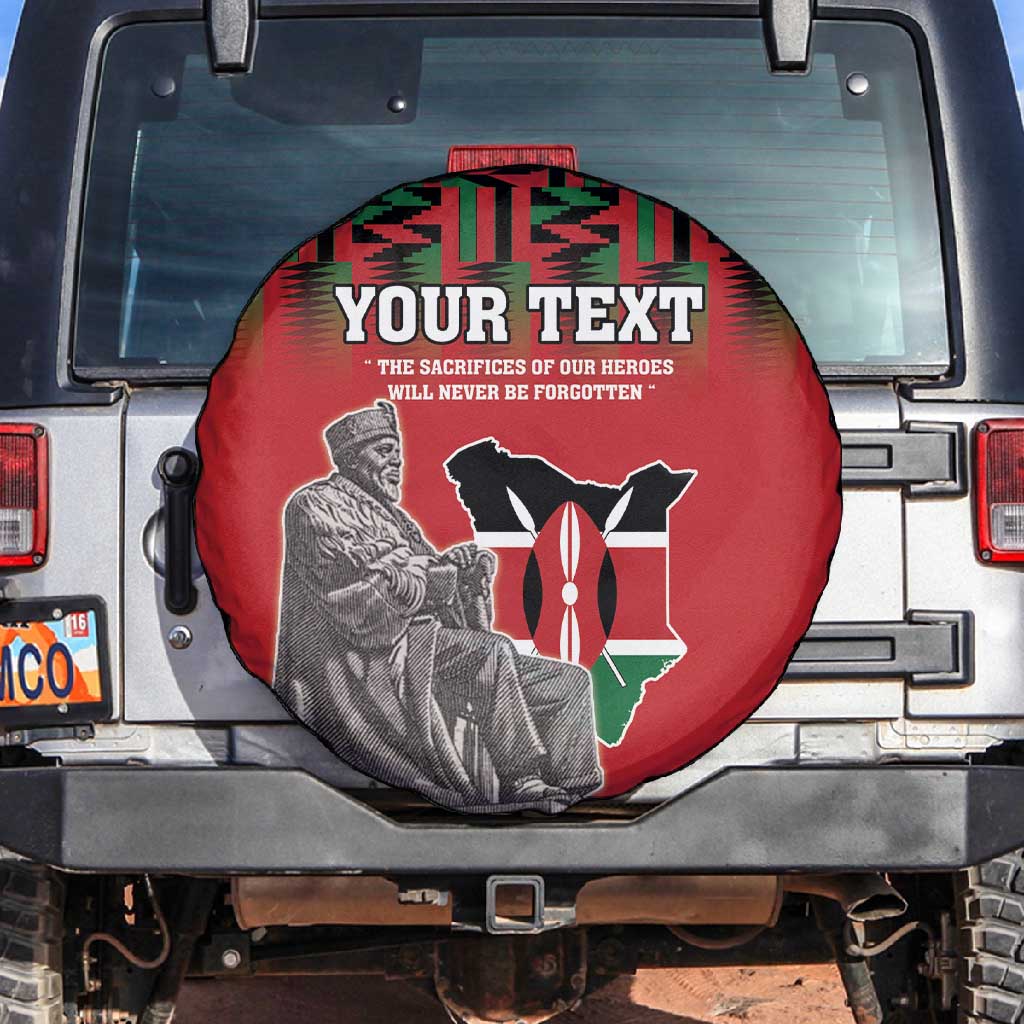 Personalized Afro Kenya Mashujaa Day Spare Tire Cover Mzee Jomo Kenyatta With Coat Of Arms