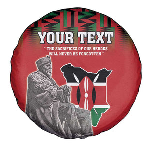 Personalized Afro Kenya Mashujaa Day Spare Tire Cover Mzee Jomo Kenyatta With Coat Of Arms