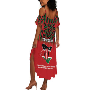 Personalized Afro Kenya Mashujaa Day Summer Maxi Dress Mzee Jomo Kenyatta With Coat Of Arms