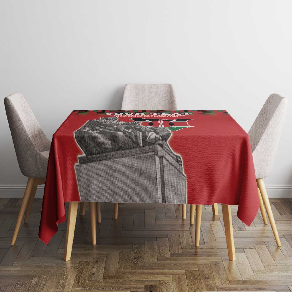 Personalized Afro Kenya Mashujaa Day Tablecloth Mzee Jomo Kenyatta With Coat Of Arms