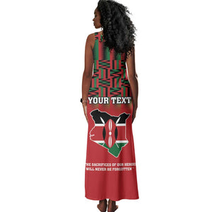 Personalized Afro Kenya Mashujaa Day Tank Maxi Dress Mzee Jomo Kenyatta With Coat Of Arms