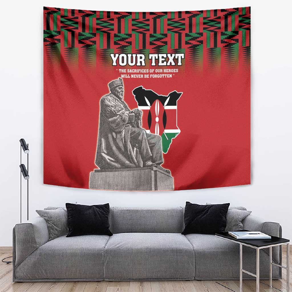 Personalized Afro Kenya Mashujaa Day Tapestry Mzee Jomo Kenyatta With Coat Of Arms