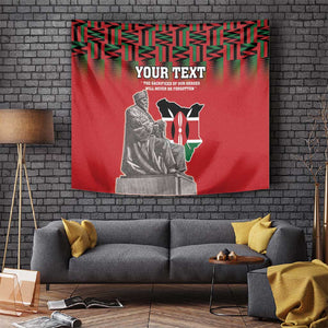 Personalized Afro Kenya Mashujaa Day Tapestry Mzee Jomo Kenyatta With Coat Of Arms