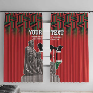 Personalized Afro Kenya Mashujaa Day Window Curtain Mzee Jomo Kenyatta With Coat Of Arms