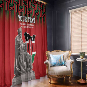 Personalized Afro Kenya Mashujaa Day Window Curtain Mzee Jomo Kenyatta With Coat Of Arms