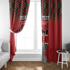 Personalized Afro Kenya Mashujaa Day Window Curtain Mzee Jomo Kenyatta With Coat Of Arms