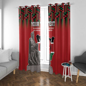 Personalized Afro Kenya Mashujaa Day Window Curtain Mzee Jomo Kenyatta With Coat Of Arms