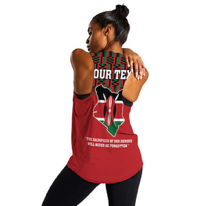 Personalized Afro Kenya Mashujaa Day Women Racerback Tank Mzee Jomo Kenyatta With Coat Of Arms