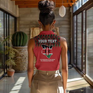 Personalized Afro Kenya Mashujaa Day Women Sleeveless Polo Shirt Mzee Jomo Kenyatta With Coat Of Arms