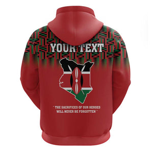 Personalized Afro Kenya Mashujaa Day Zip Hoodie Mzee Jomo Kenyatta With Coat Of Arms