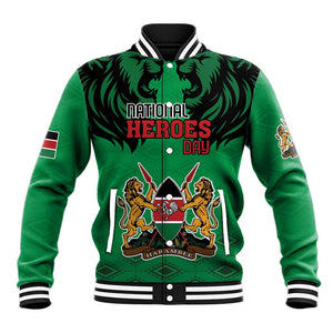 Afro Kenya National Heroes Day Baseball Jacket Mashujaa With Lion Head And Coat Of Arms LT18