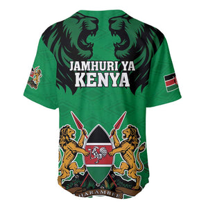 Afro Kenya National Heroes Day Baseball Jersey Mashujaa With Lion Head And Coat Of Arms