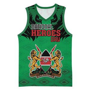 Afro Kenya National Heroes Day Basketball Jersey Mashujaa With Lion Head And Coat Of Arms LT18