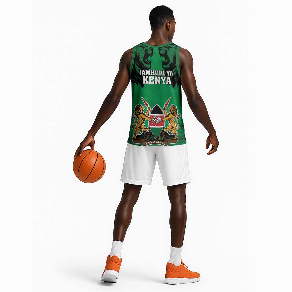 Afro Kenya National Heroes Day Basketball Jersey Mashujaa With Lion Head And Coat Of Arms LT18