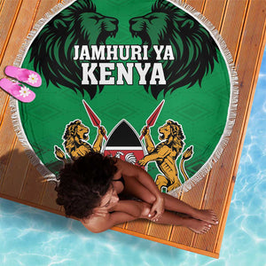 Afro Kenya National Heroes Day Beach Blanket Mashujaa With Lion Head And Coat Of Arms