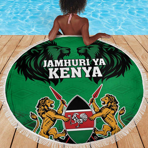 Afro Kenya National Heroes Day Beach Blanket Mashujaa With Lion Head And Coat Of Arms