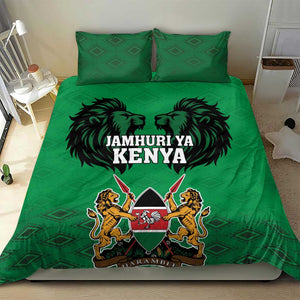 Afro Kenya National Heroes Day Bedding Set Mashujaa With Lion Head And Coat Of Arms