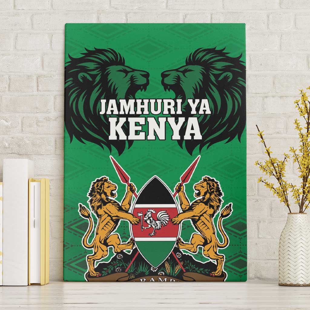 Afro Kenya National Heroes Day Canvas Wall Art Mashujaa With Lion Head And Coat Of Arms