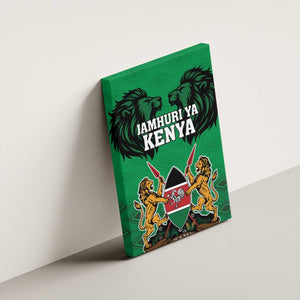 Afro Kenya National Heroes Day Canvas Wall Art Mashujaa With Lion Head And Coat Of Arms