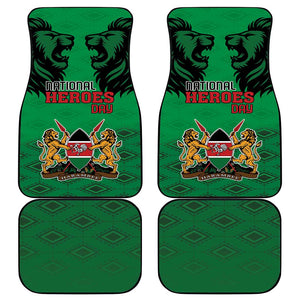 Afro Kenya National Heroes Day Car Mats Mashujaa With Lion Head And Coat Of Arms