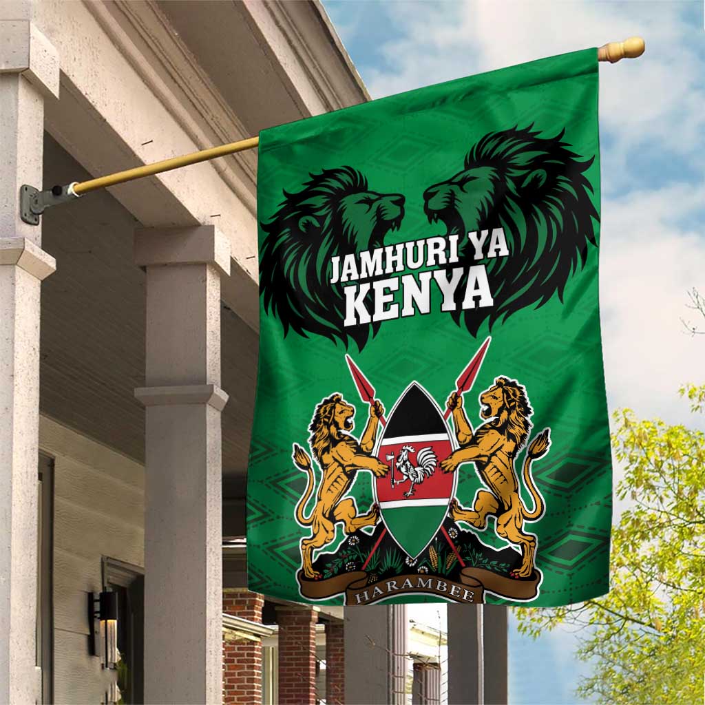 Afro Kenya National Heroes Day Garden Flag Mashujaa With Lion Head And Coat Of Arms