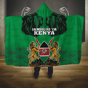 Afro Kenya National Heroes Day Hooded Blanket Mashujaa With Lion Head And Coat Of Arms