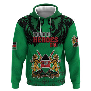 Afro Kenya National Heroes Day Hoodie Mashujaa With Lion Head And Coat Of Arms