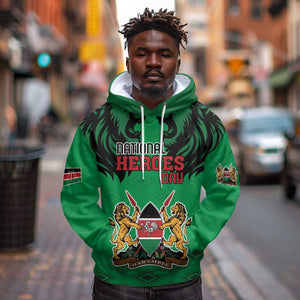 Afro Kenya National Heroes Day Hoodie Mashujaa With Lion Head And Coat Of Arms