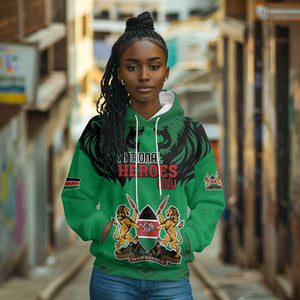 Afro Kenya National Heroes Day Hoodie Mashujaa With Lion Head And Coat Of Arms